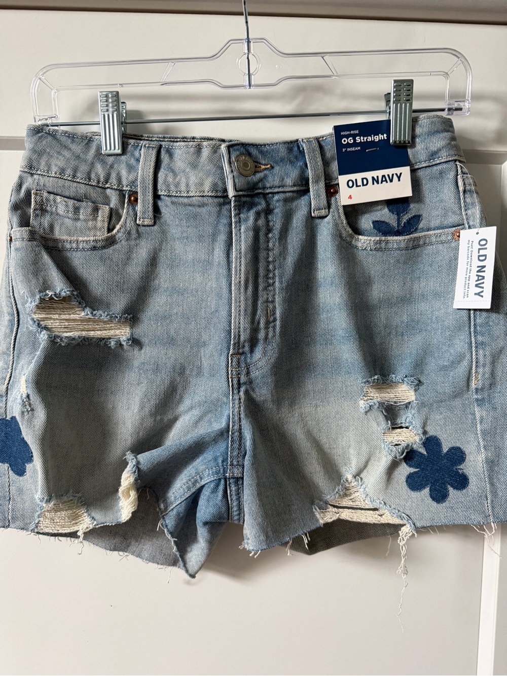 Old Navy Light Blue Denim Shorts with Distressed Details